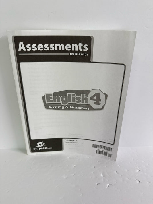 English 4 BJU Press Assessments  Pre-Owned 4th Grade Language Textbooks