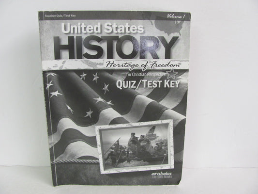United States History Vol 1 Abeka Quiz/Test Key  Pre-Owned History Textbooks