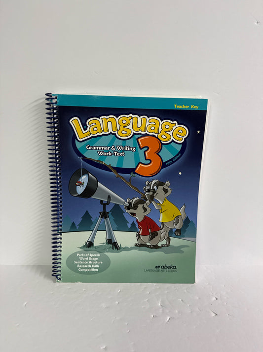 Language 3 Abeka Teacher Key  Pre-Owned 3rd Grade Language Textbooks