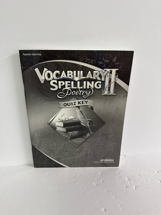 Vocabulary Spelling Poetry II Abeka Quiz Key Pre-Owned Language Textbooks
