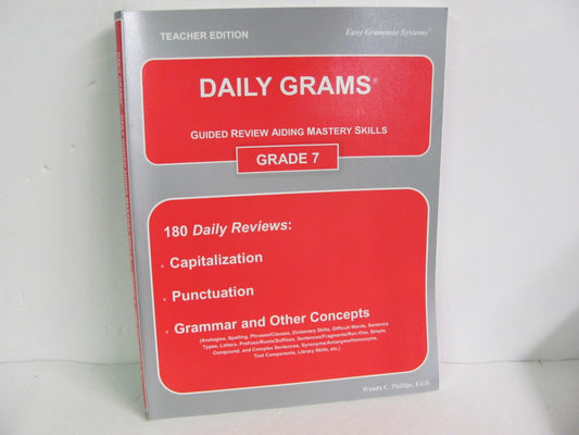 Daily Grams Easy Grammar Teacher Edition  Pre-Owned Phillips Language Textbooks