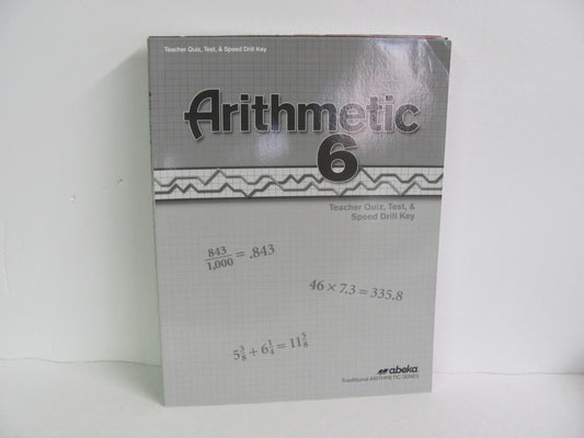 Arithmetic 6 Abeka Quiz/Test Key  Pre-Owned 6th Grade Mathematics Textbooks