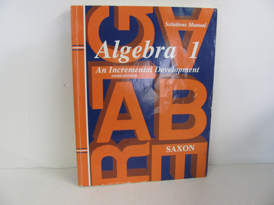 Algebra 1 Saxon Solution Key Pre-Owned High School Mathematics Textbooks