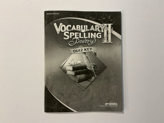Vocabulary Spelling Poetry II Abeka Quiz Key Pre-Owned Spelling/Vocabulary Books