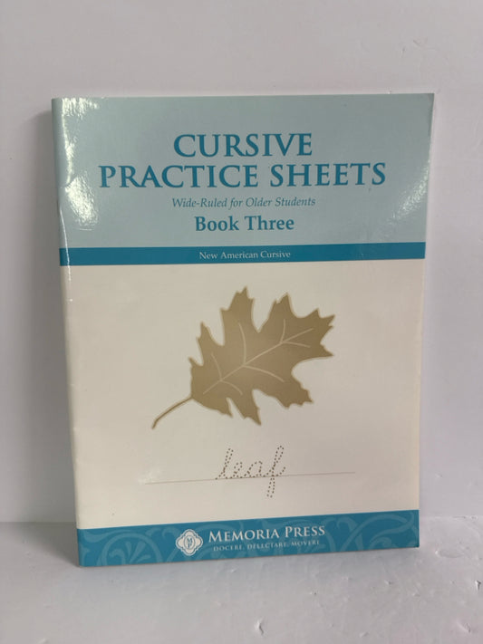 Cursive Practice Sheets Memoria Press Workbook  Pre-Owned Memoria Press