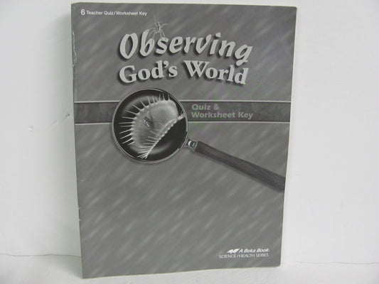 Observing God's World Abeka Quiz/Worksheet Key  Pre-Owned Science Textbooks