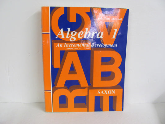 Algebra 1 Saxon Solutions Manual  Pre-Owned Saxon Mathematics Textbooks