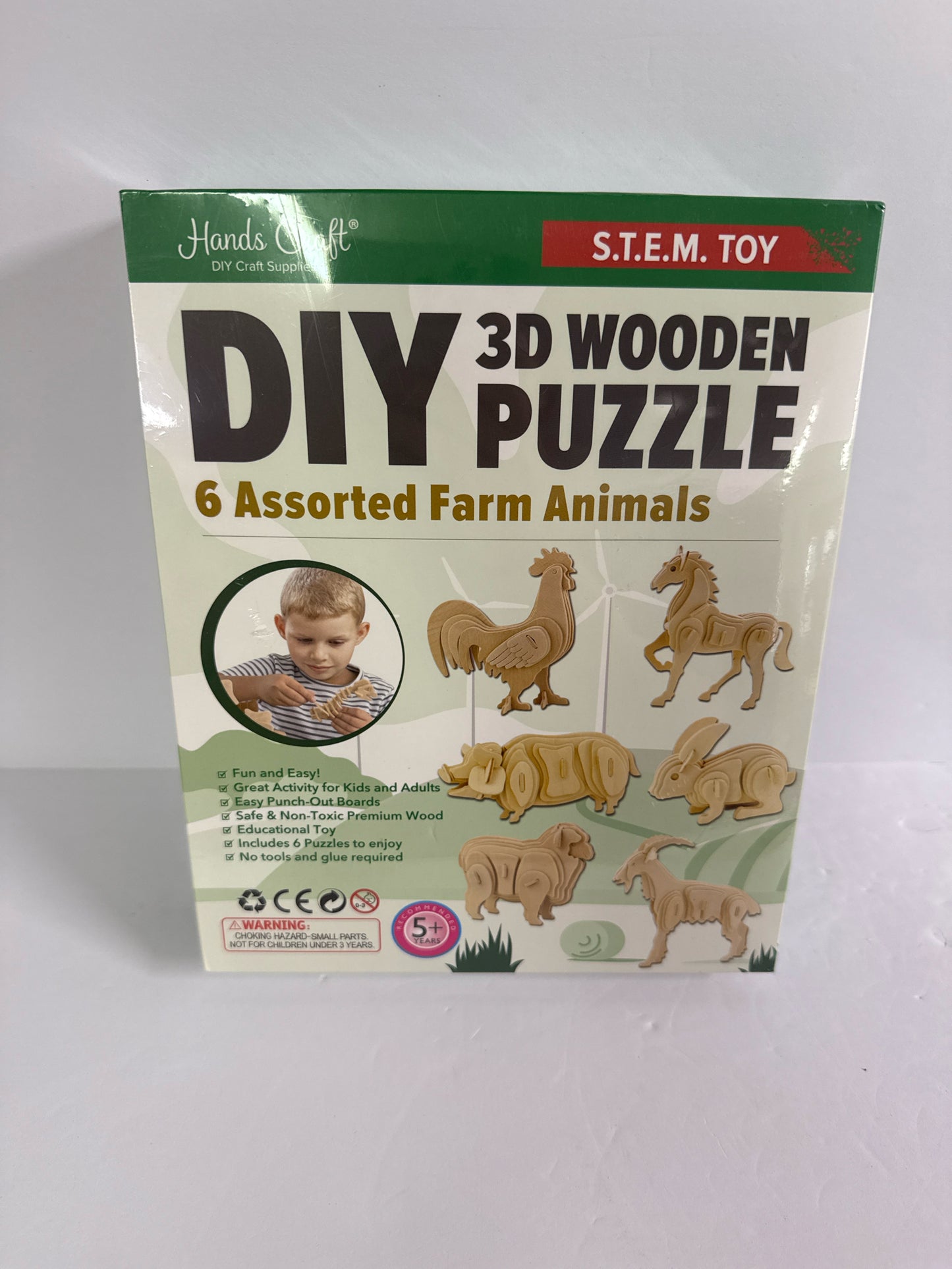 DIY 3-D Wooden Puzzle Hands Crafts Pre-Owned Games/Puzzles