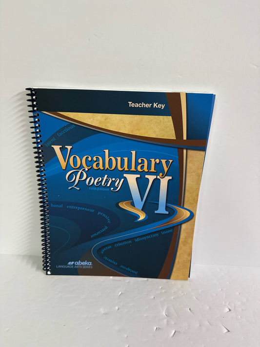 Vocabulary Poetry VI Abeka Teacher Key  Pre-Owned 12th Grade Language Textbooks