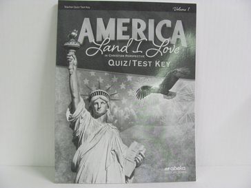 America Land I Love Volume 1 Abeka Quiz/Test Key  Pre-Owned History Textbooks