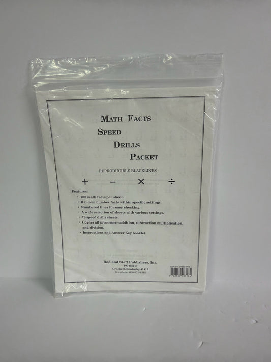 Math Facts Speed Drills Packet Rod & Staff Elementary Mathematics Textbooks
