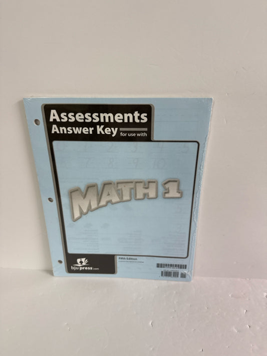 Math 1 BJU Press Assessment Key  Pre-Owned 1st Grade Mathematics Textbooks