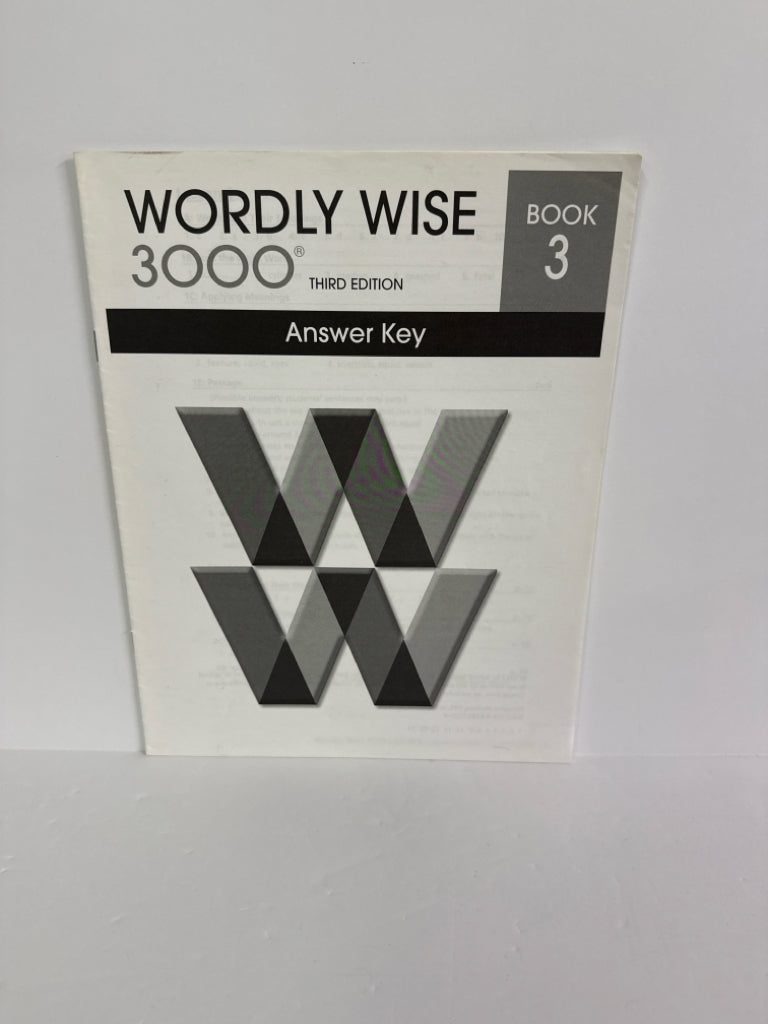 Wordly Wise 3000 Book 3 EPS Answer Key  Pre-Owned 3rd Grade Language Textbooks