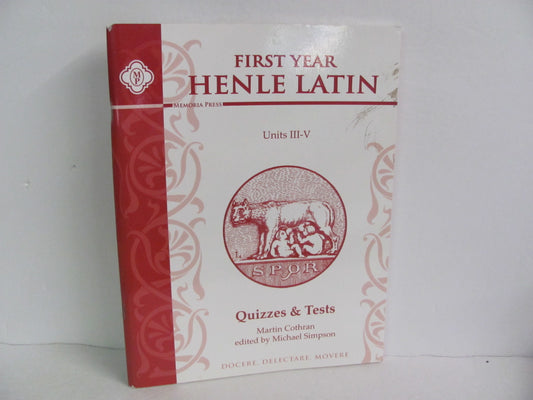 First Year Henle Latin Memoria Press Quizzes/Tests  Pre-Owned Latin Books
