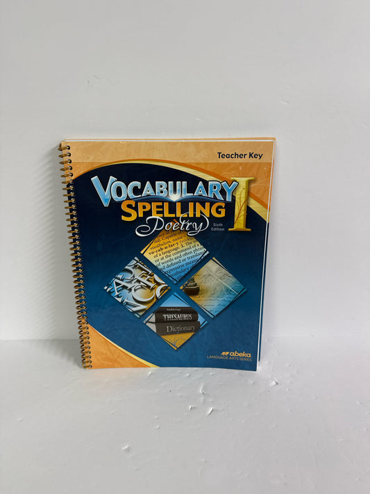Vocabulary Spelling Poetry I Abeka Teacher Key  Pre-Owned Language Textbooks