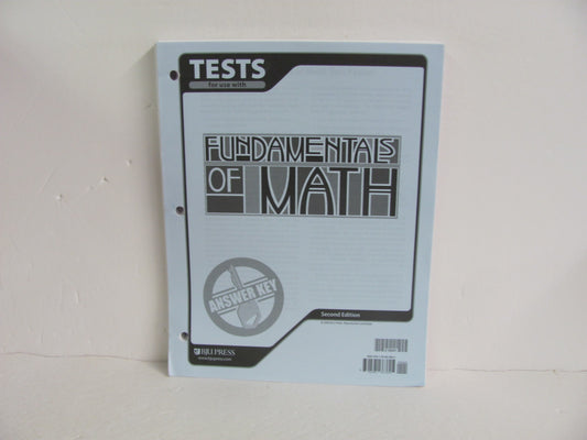 Fundamentals of Math BJU Press Test Key Pre-Owned Mathematics Textbooks