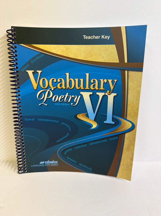 Vocabulary Poetry VI Abeka Teacher Key  Pre-Owned 12th Grade Language Textbooks