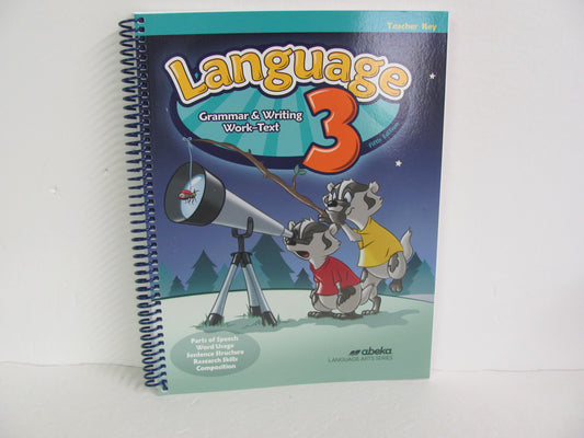 Language 3 Abeka Teacher Key  Pre-Owned 3rd Grade Language Textbooks
