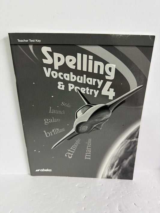 Spelling Vocabulary & Poetry 4 Abeka Test Key Pre-Owned Language Textbooks