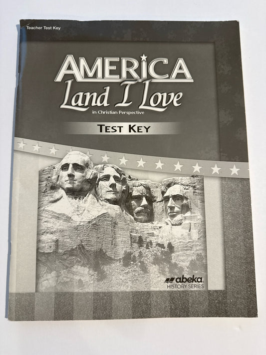 America Land I Love Abeka Test Key Pre-Owned History Textbooks