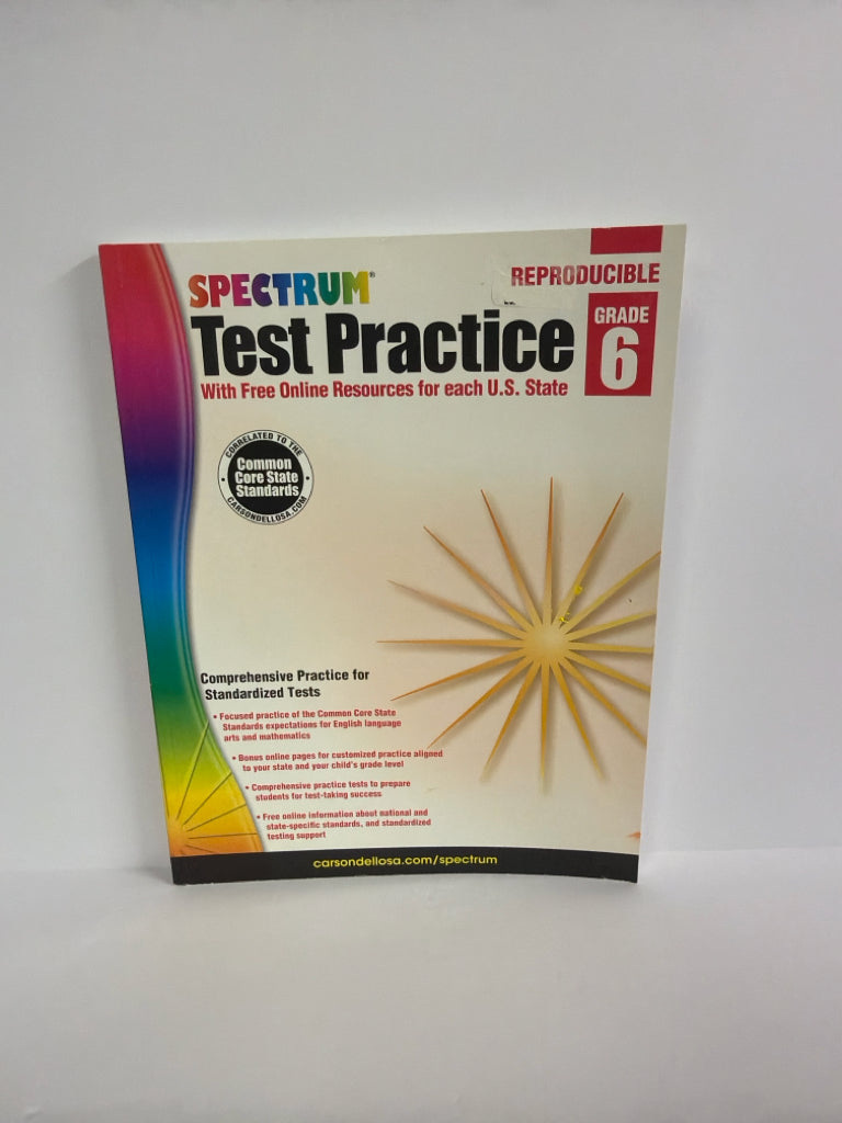 Test Practice Spectrum Pre-Owned 6th Grade Testing Books