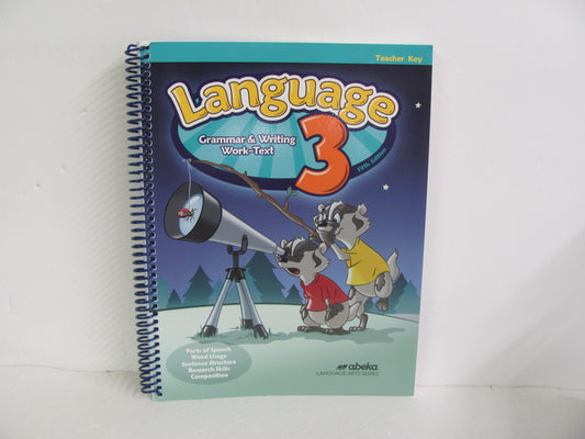 Language 3 Abeka Teacher Key  Pre-Owned 3rd Grade Language Textbooks