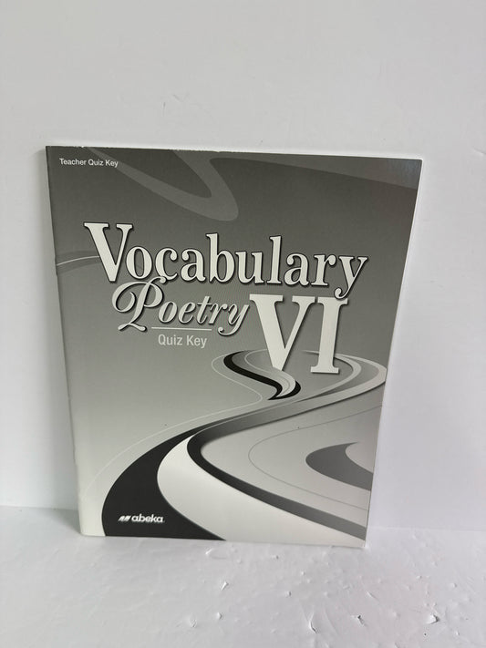 Vocabulary Poetry VI Abeka Quiz Key Pre-Owned 12th Grade Language Textbooks