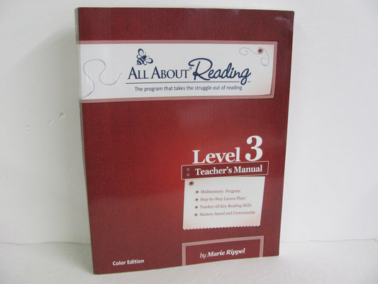 All About Reading Level 3 Teacher Manual  Pre-Owned Rippel Reading Textbooks