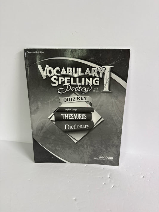 Vocabulary Spelling Poetry I Abeka Quiz Key Pre-Owned Language Textbooks