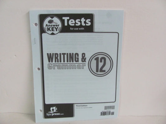Writing & Grammar 12 BJU Press Test Key Pre-Owned 12th Grade Language Textbooks