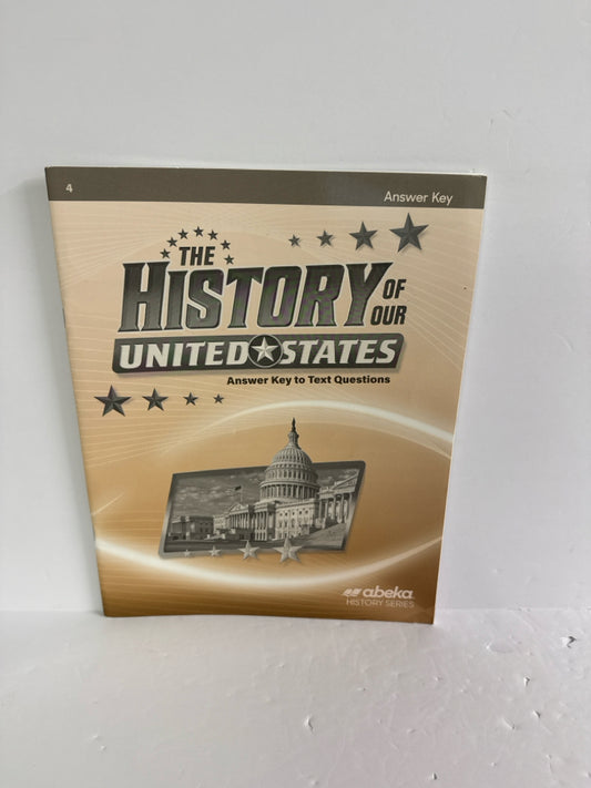 The History of Our United States Abeka Answer Key  Pre-Owned History Textbooks