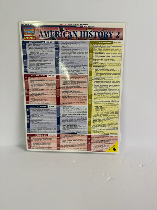 American History Quick Study Chart  Pre-Owned High School History Textbooks