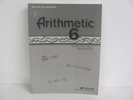Arithmetic 6 Abeka Quiz/Test Key  Pre-Owned 6th Grade Mathematics Textbooks