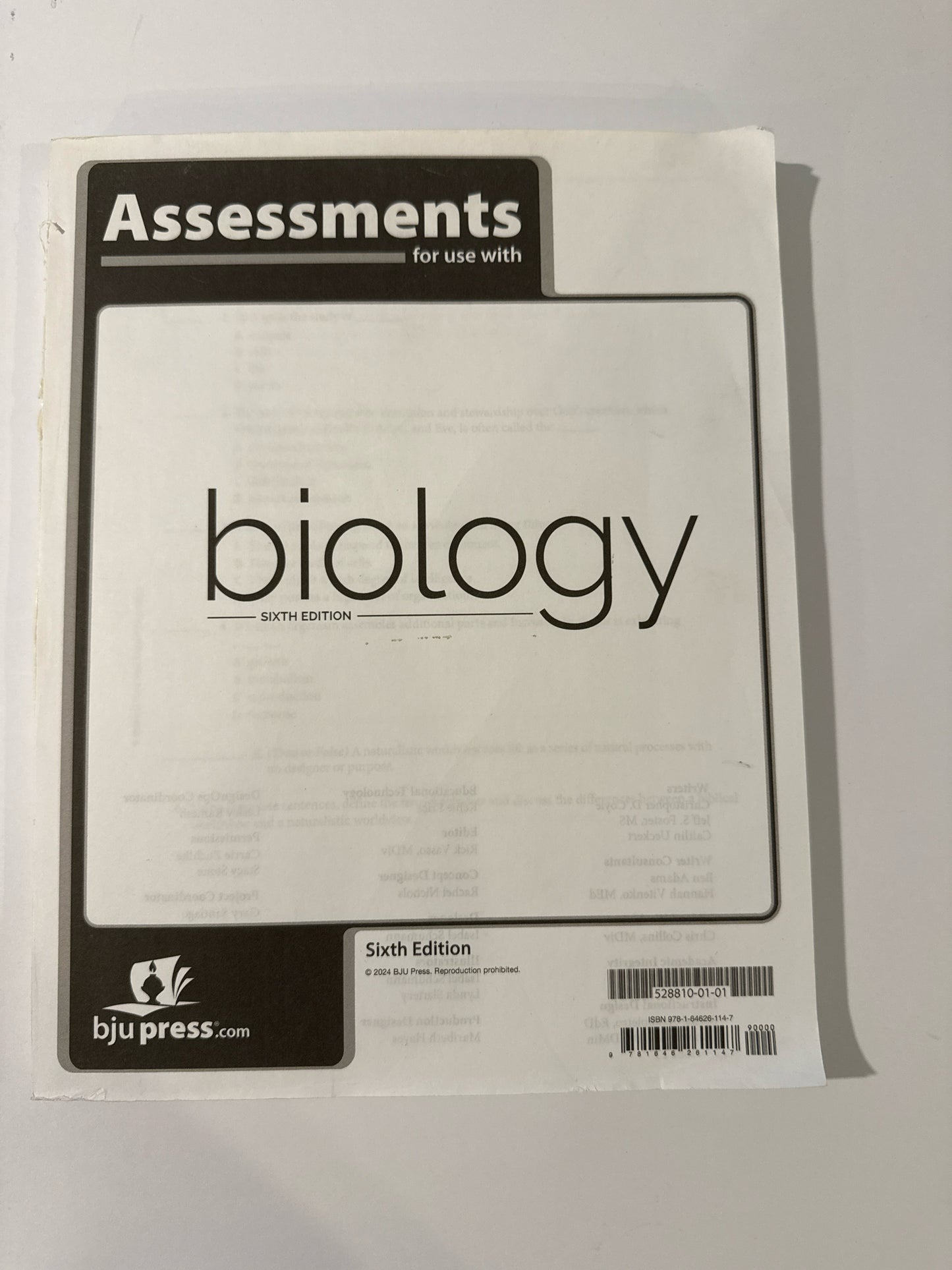 Biology BJU Press Assessments  Pre-Owned 10th Grade Science Textbooks