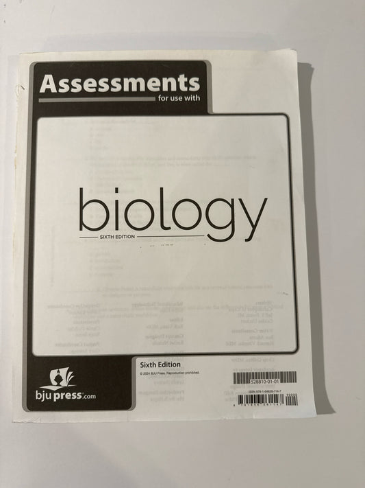 Biology BJU Press Assessments  Pre-Owned 10th Grade Science Textbooks