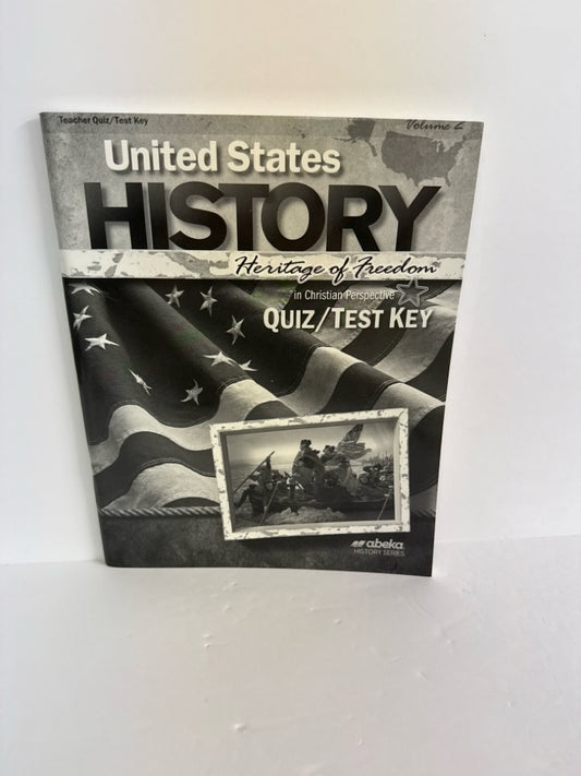 United States History Vol 2 Abeka Quiz/Test Key  Pre-Owned History Textbooks