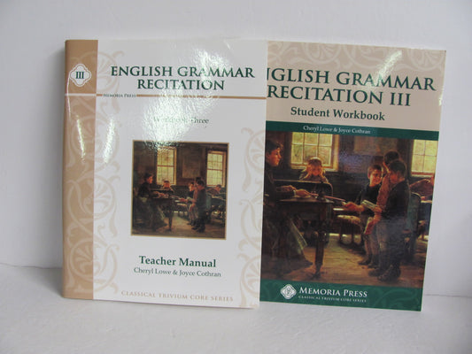 English Grammar Recitiation III Memoria Press Set  Pre-Owned Language Textbooks