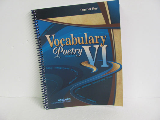 Vocabulary Poetry VI Abeka Teacher Key  Pre-Owned 12th Grade Language Textbooks