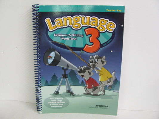 Language 3 Abeka Teacher Key  Pre-Owned 3rd Grade Language Textbooks