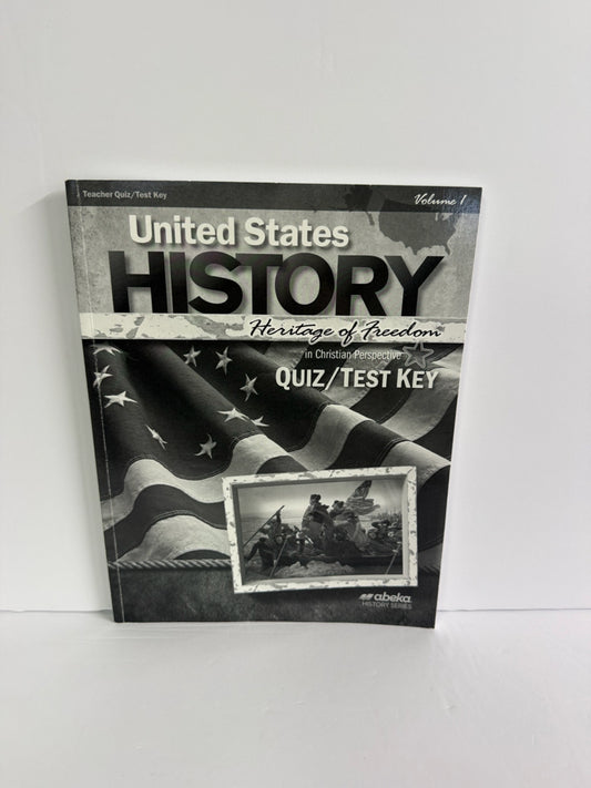 United States History Vol 1 Abeka Quiz/Test Key  Pre-Owned History Textbooks