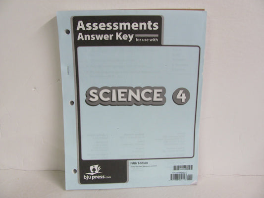 Science 4 BJU Press Assessment Key  Pre-Owned 4th Grade Science Textbooks