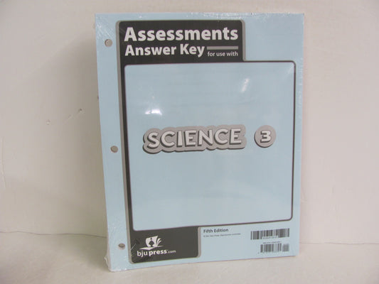 Science 3 BJU Press Assessment Key  Pre-Owned 3rd Grade Science Textbooks