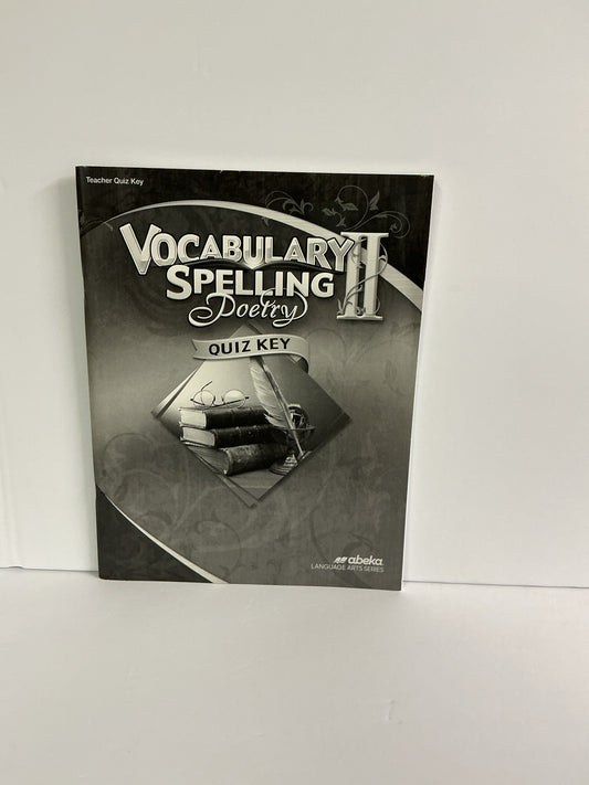 Vocabulary Spelling Poetry II Abeka Quiz Key Pre-Owned Language Textbooks