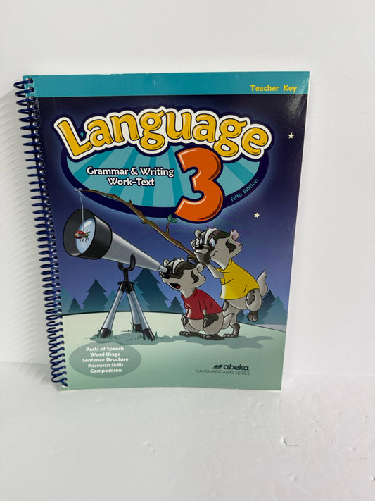 Language 3 Abeka Teacher Key  Pre-Owned 3rd Grade Language Textbooks