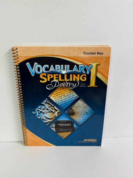Vocabulary Spelling Poetry I Abeka Teacher Key  Pre-Owned Language Textbooks