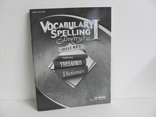 Vocabulary Spelling Poetry I Abeka Quiz Key Pre-Owned Spelling/Vocabulary Books