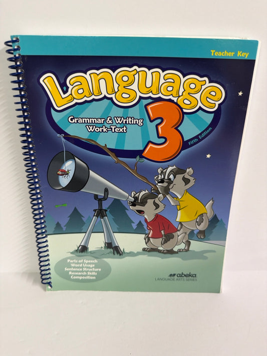 Language 3 Abeka Teacher Key  Pre-Owned 3rd Grade Language Textbooks