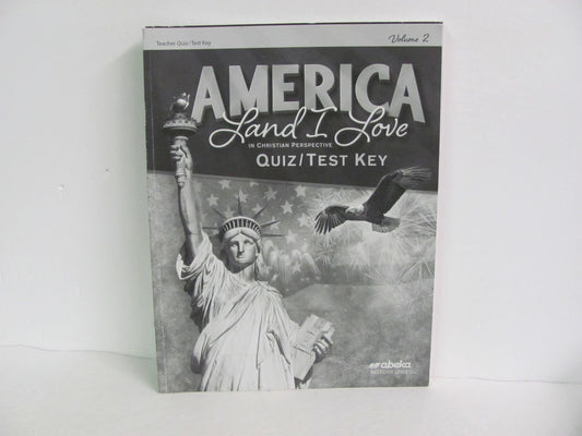 America Land I Love Volume 2 Abeka Quiz/Test Key  Pre-Owned History Textbooks