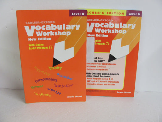 Vocabulary Workshop Level D Sadlier-Oxford Shostak Spelling/Vocabulary Books