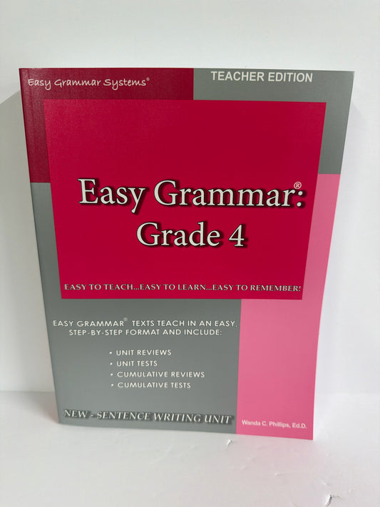 Easy Grammar 4 Easy Grammar Teacher Edition  Pre-Owned 4th Grade Grammar Books